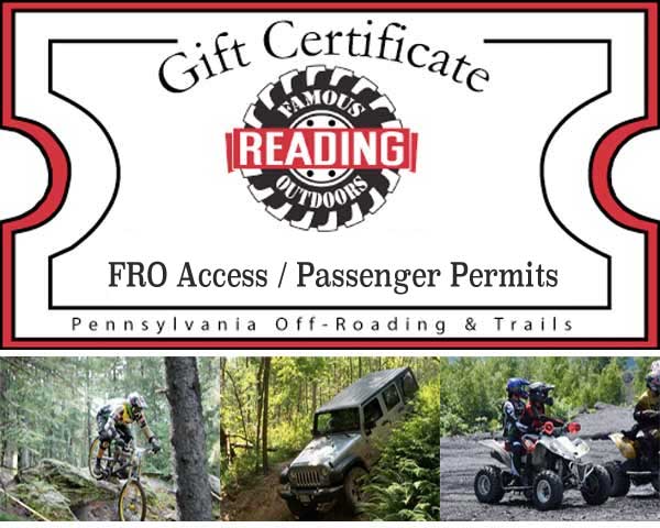 ReadingOutdoors.com | Gift Certificate for Access / Passenger Permits