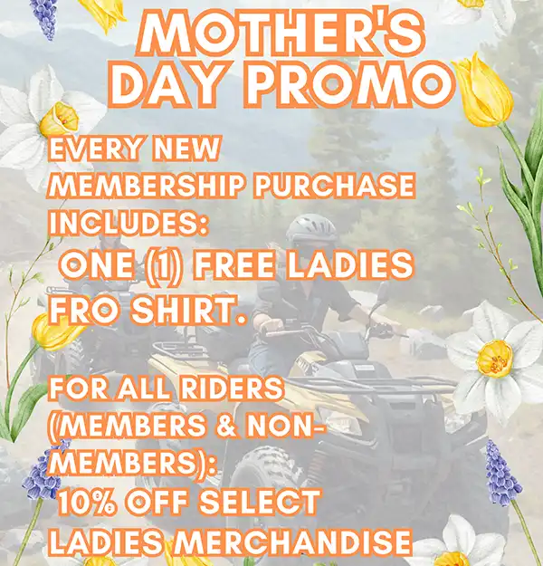 Purchase a NEW FRO Membership and Receive a FREE Ladies V Neck Shirt/Long Sleeve! Must be picked up by May 15th. While Supplies Last!