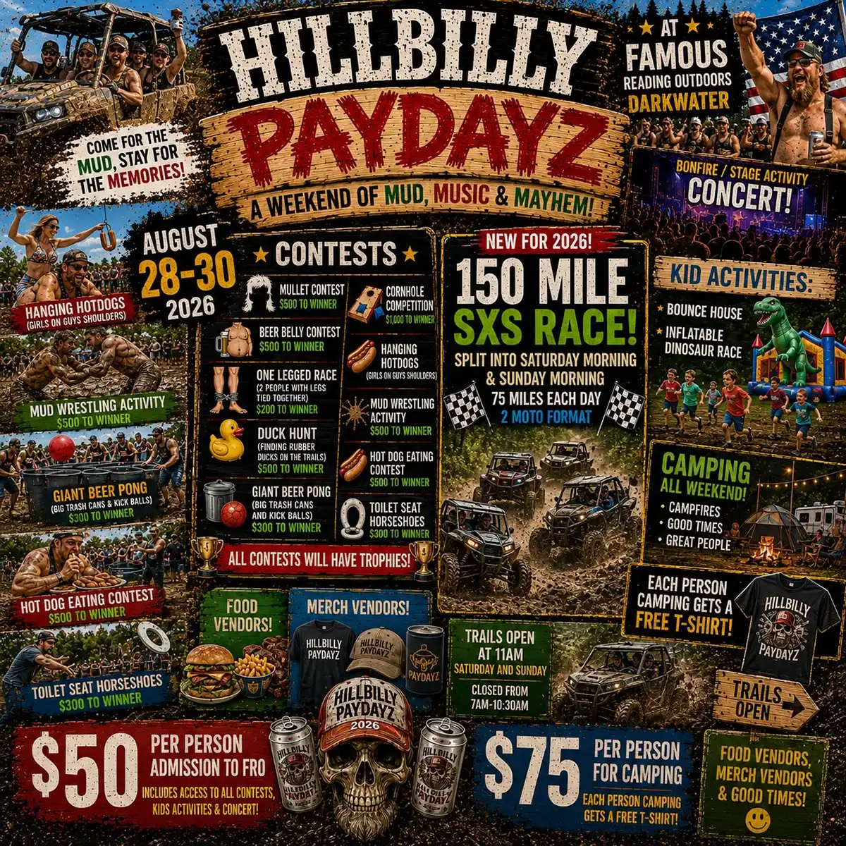Hill Billy PayDayz | August 28-30, 2026 | FRO Darkwater | All Guests