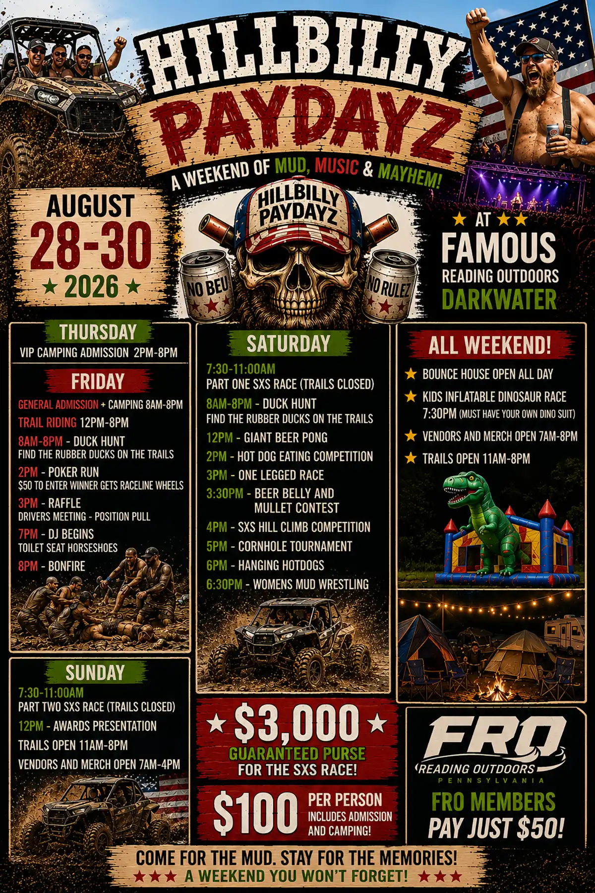 Hill Billy PayDayz | August 28-30, 2026 | FRO Darkwater | All Guests