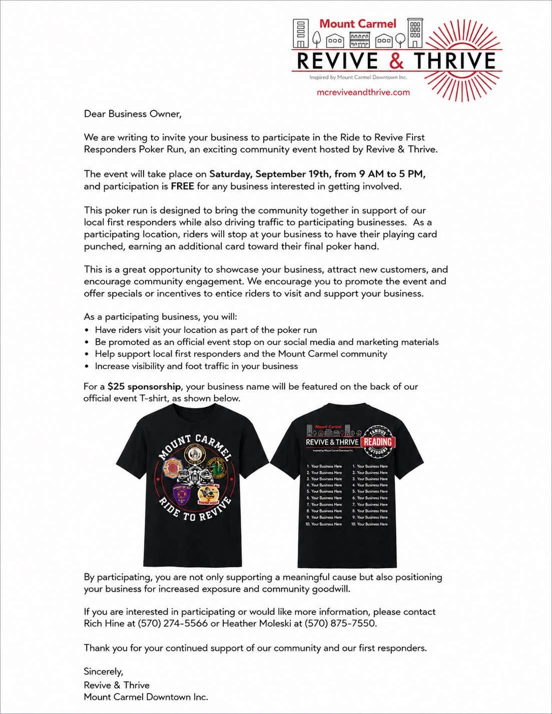 Community Letter | Mount Carmel Ride to Revive – First Responders 4x4 Poker Run |