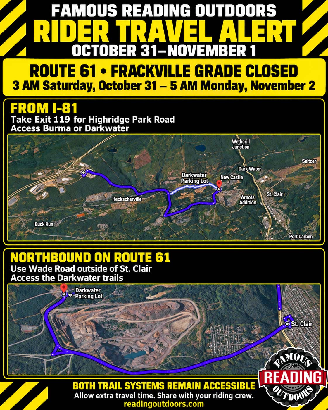 Important Announcement: ROAD WORK ON ROUTE 61 IMPACTING DARKWATER ROAD